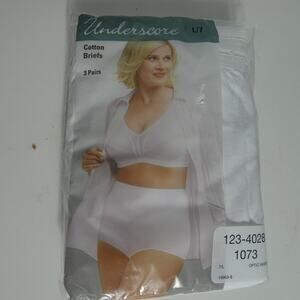 Underscore Women's Cotton Briefs L/7 White Package Of 3 New